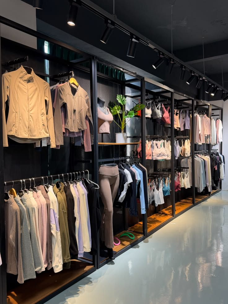 Inside the Avanza boutique — curated racks of activewear, jackets and ready-to-wear